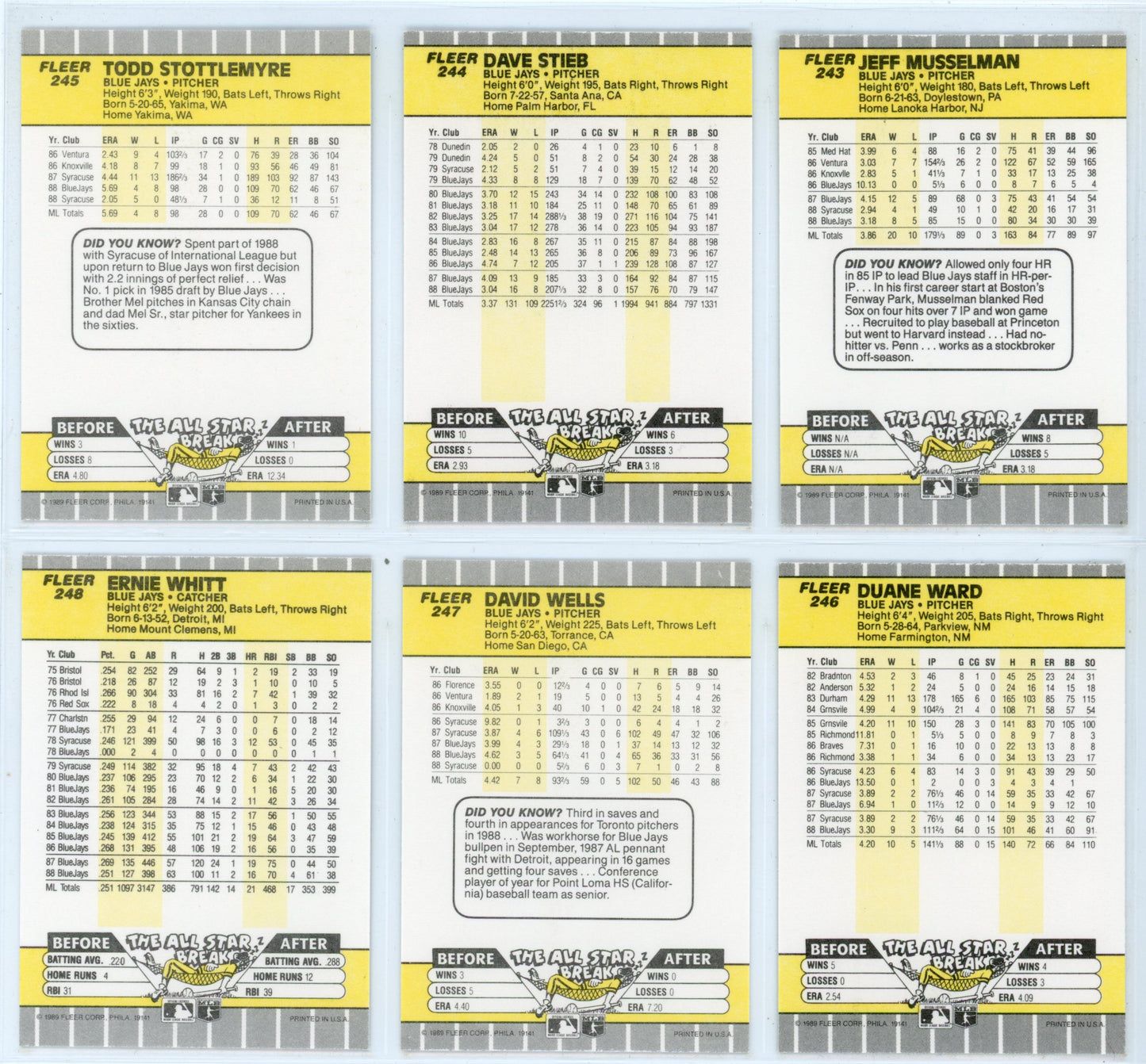 1989 Fleer Vintage Toronto Blue Jays Team Set (24 Cards)