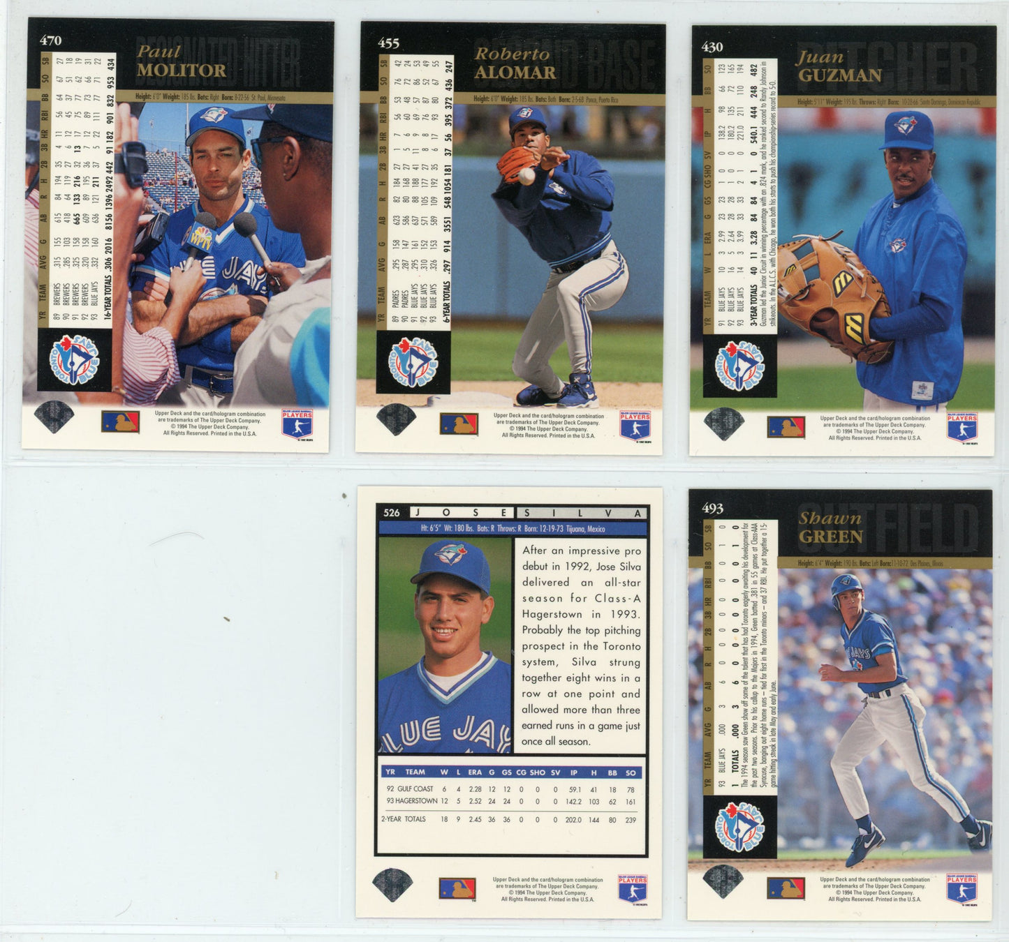 1994 Upper Deck Vintage Toronto Blue Jays Team Set (23 Cards)