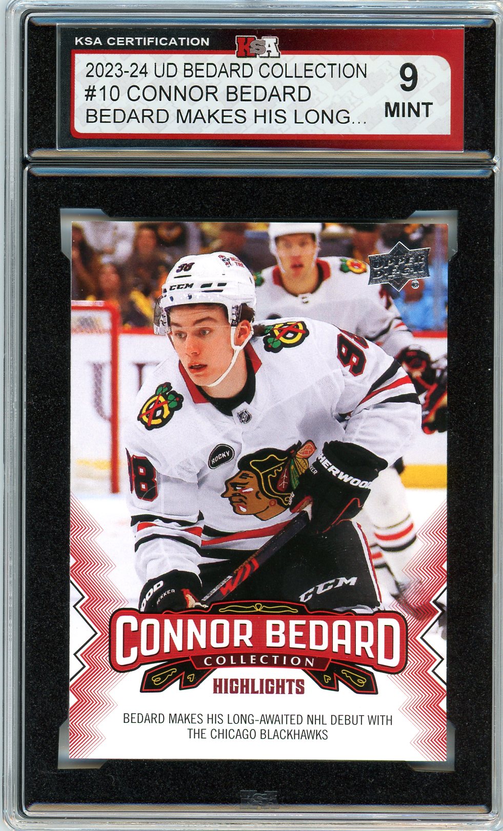 2023/24 Upper Deck Bedard Collection Bedard Makes His Graded Card #10 KSA 9