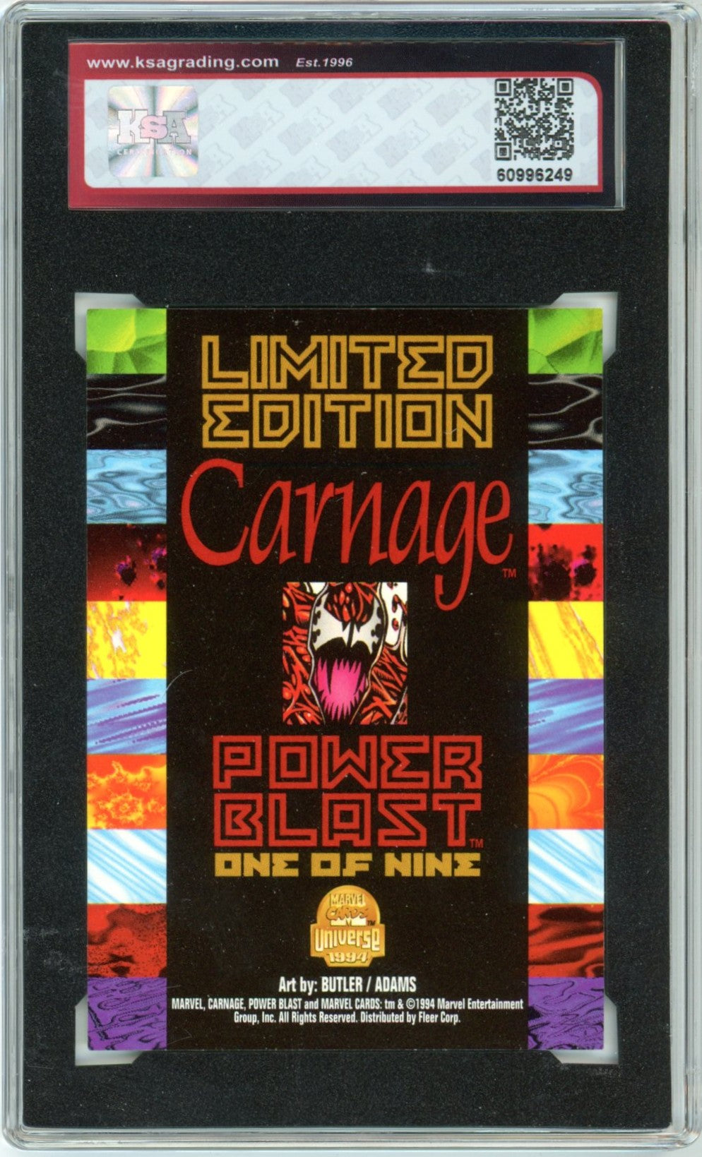 1994 Marvel Universe Carnage #1 Power Blast Limited Edition Graded Card KSA 8.5