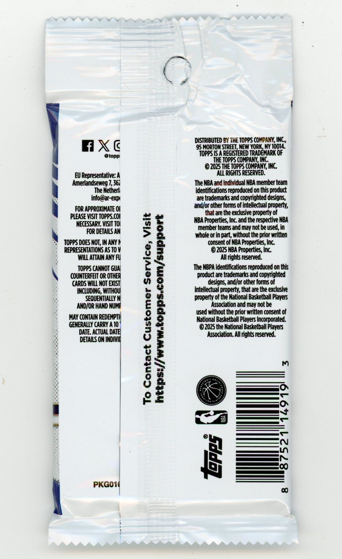 2025/26 Topps NBA Basketball Retail Pack (14 Cards)