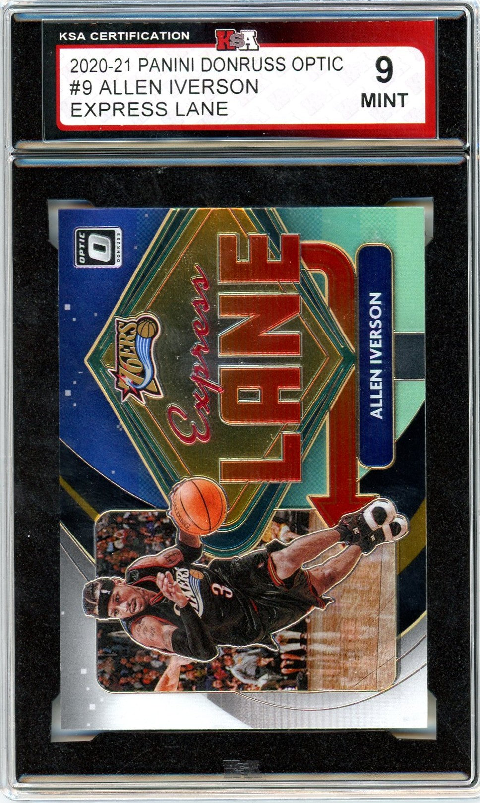 2020/21 Panini Donruss Optic Allen Iverson Express Lane Graded Card #9 KSA 9