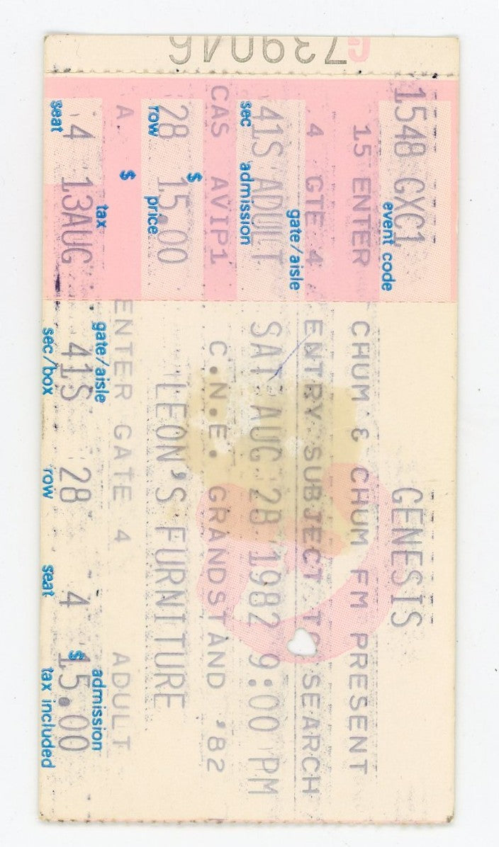 Genesis Vintage Concert Ticket Maple Leaf Gardens (Toronto, 1982)