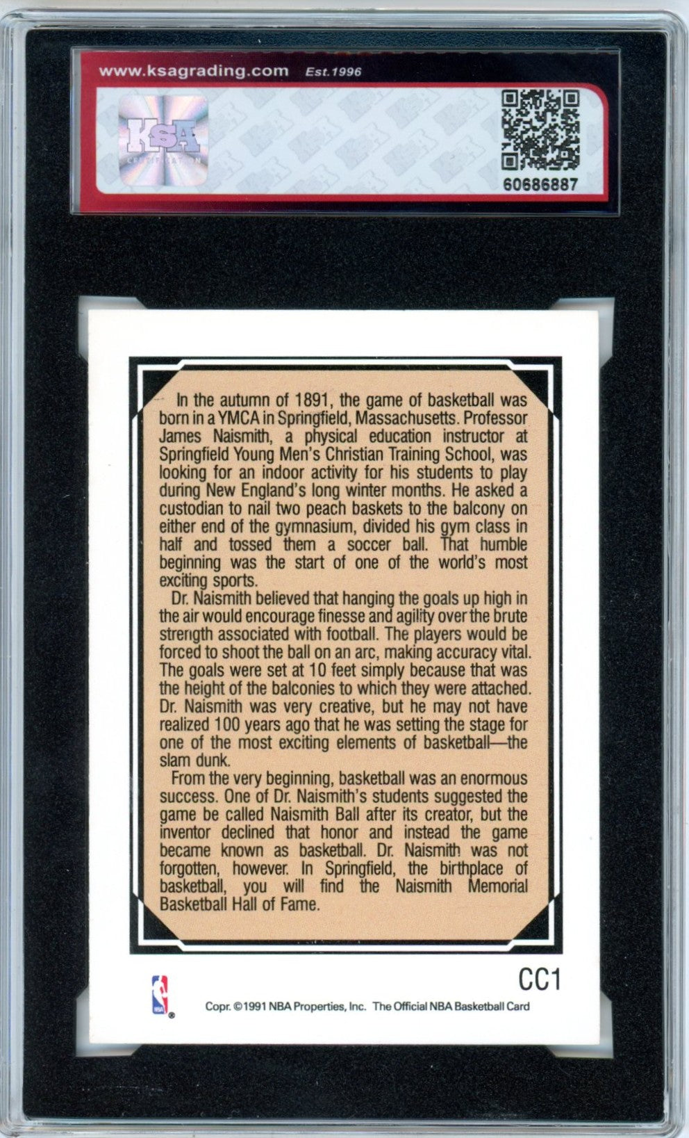1991/92 NBA Hoops James Naismith #CC1 Graded Basketball Card KSA 8.5