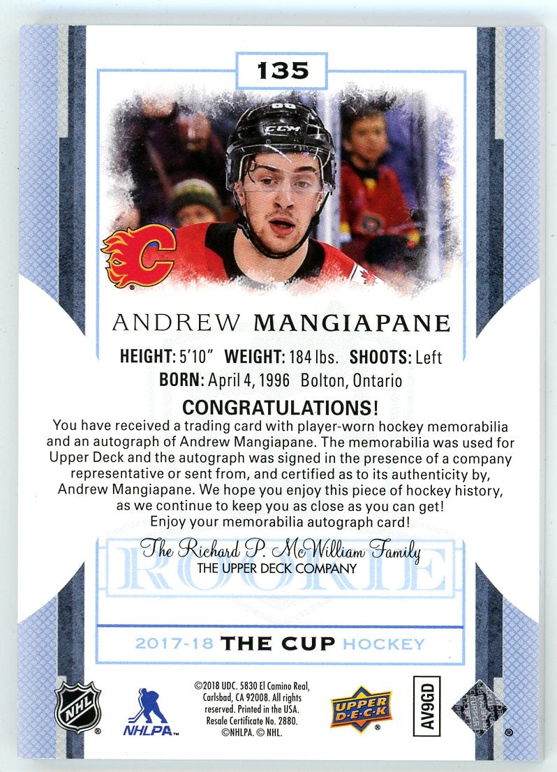 2017/18 Upper Deck The Cup Andrew Mangiapane Rookie Patch Auto RPA /249 4 Colour