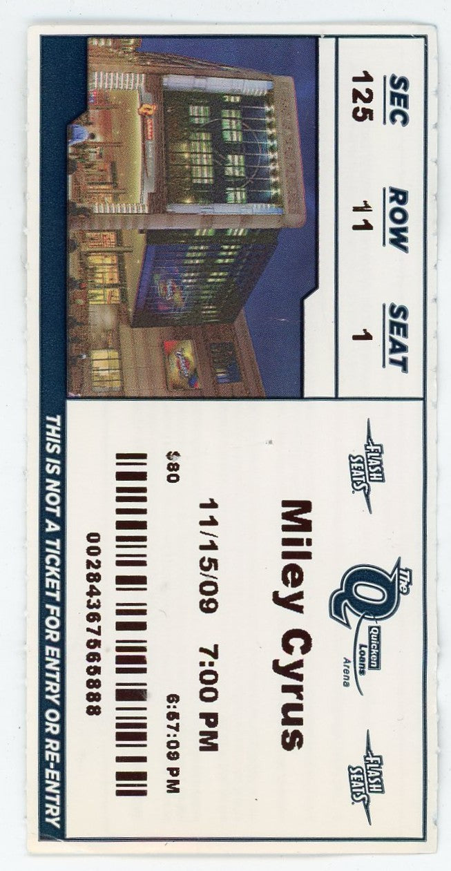 Miley Cyrus Concert Ticket Stub Quicken Loans Arena (Cleveland, 2009) Rare