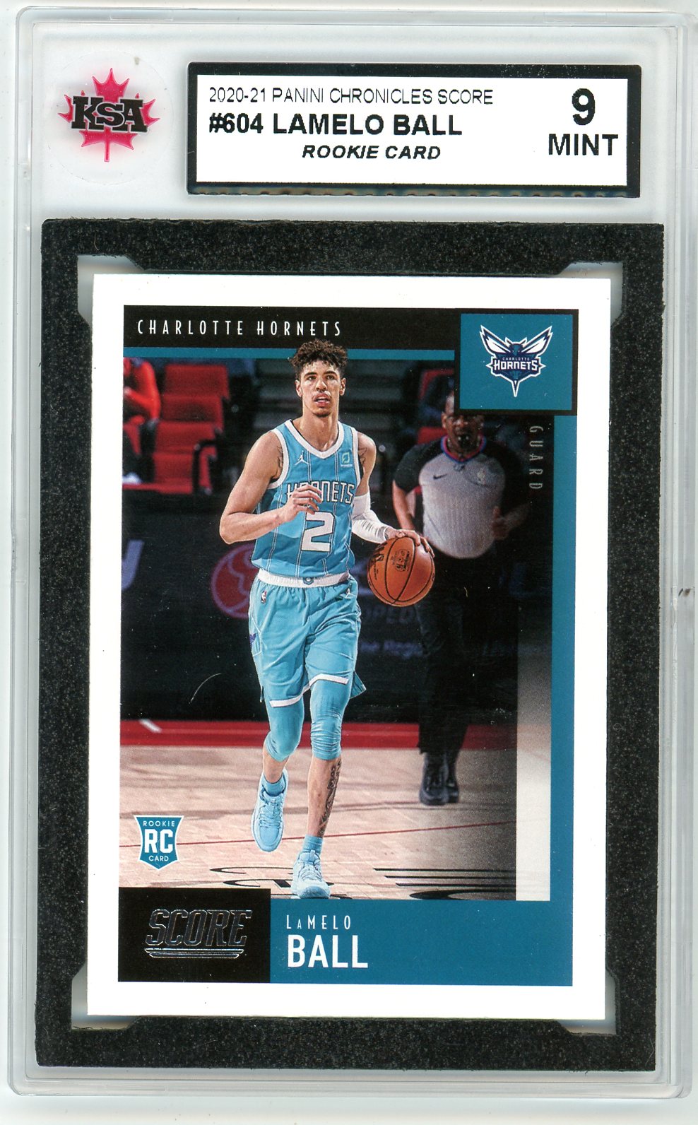 2020/21 Panini Chronicles Score Lamelo Ball Graded Rookie Card #604 KSA 9