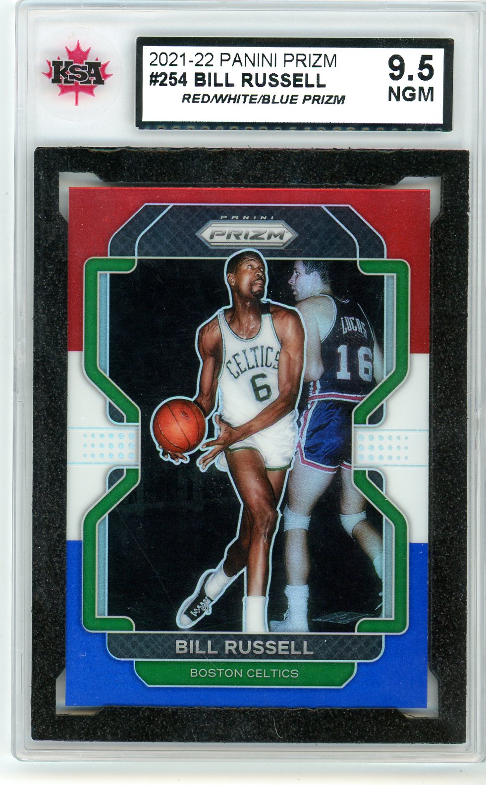 2021/22 Panini Prizm Bill Russel Red/White/Blue Prizm Graded Card #254 KSA 9.5
