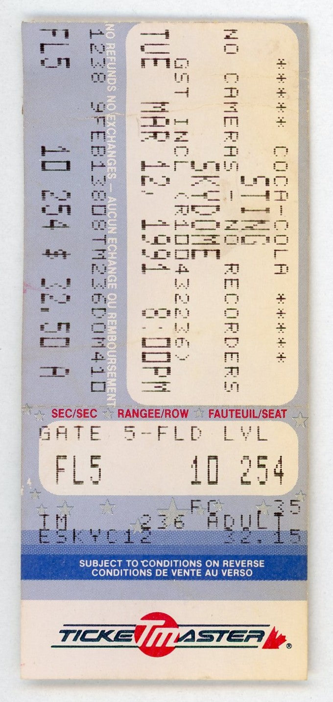 Sting Vintage Concert Ticket Skydome (Toronto, 1991)
