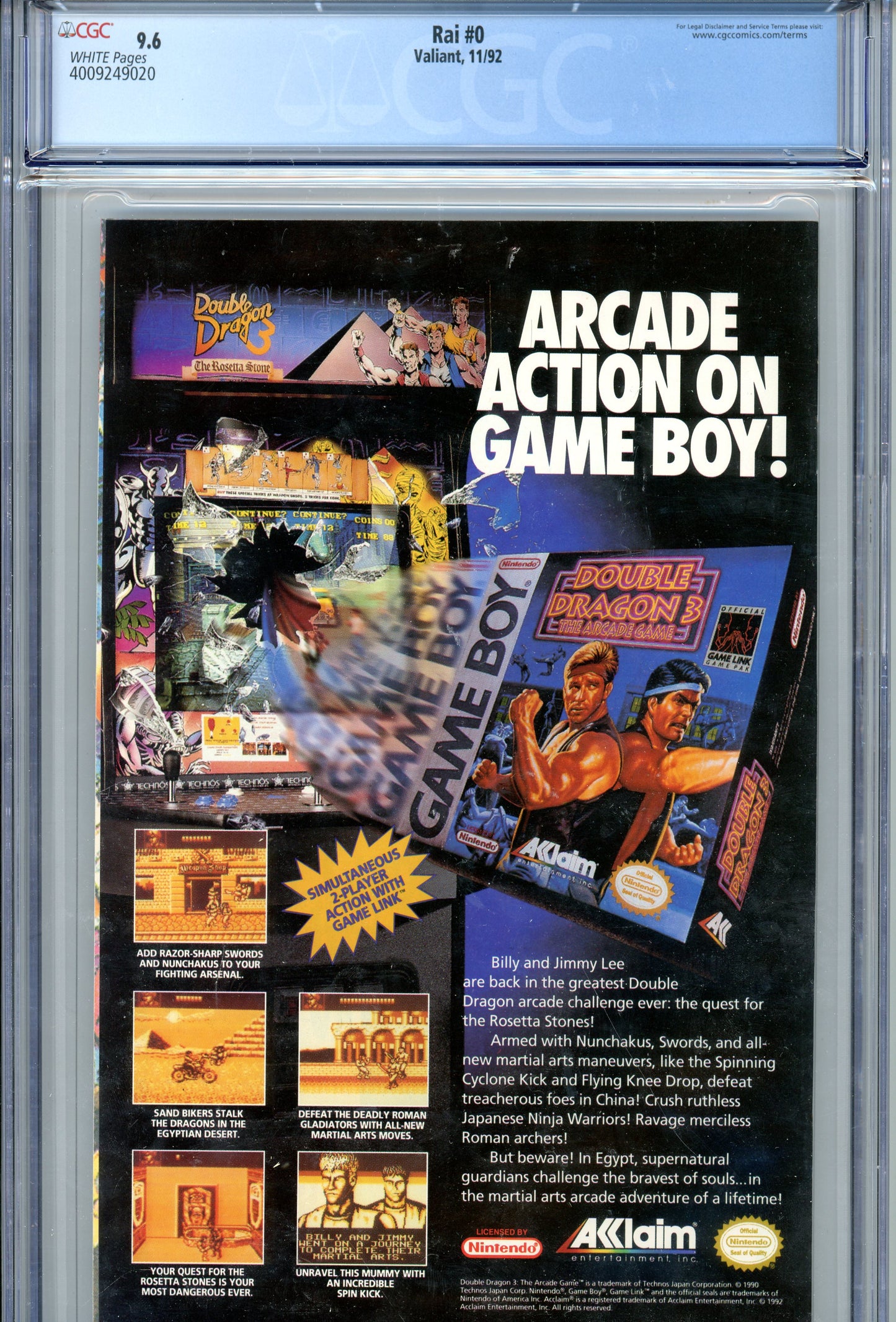 1992 Valiant Rai #0 Graded Comic Book Glossy Version CGC 9.6