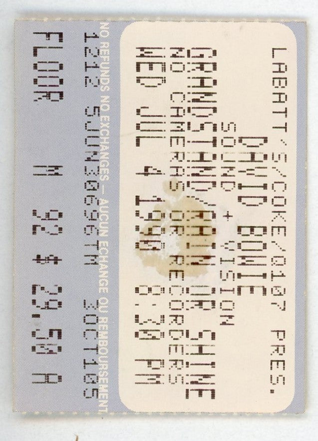David Bowie Vintage Concert Ticket CNE Grandstand (Toronto, 1990)
