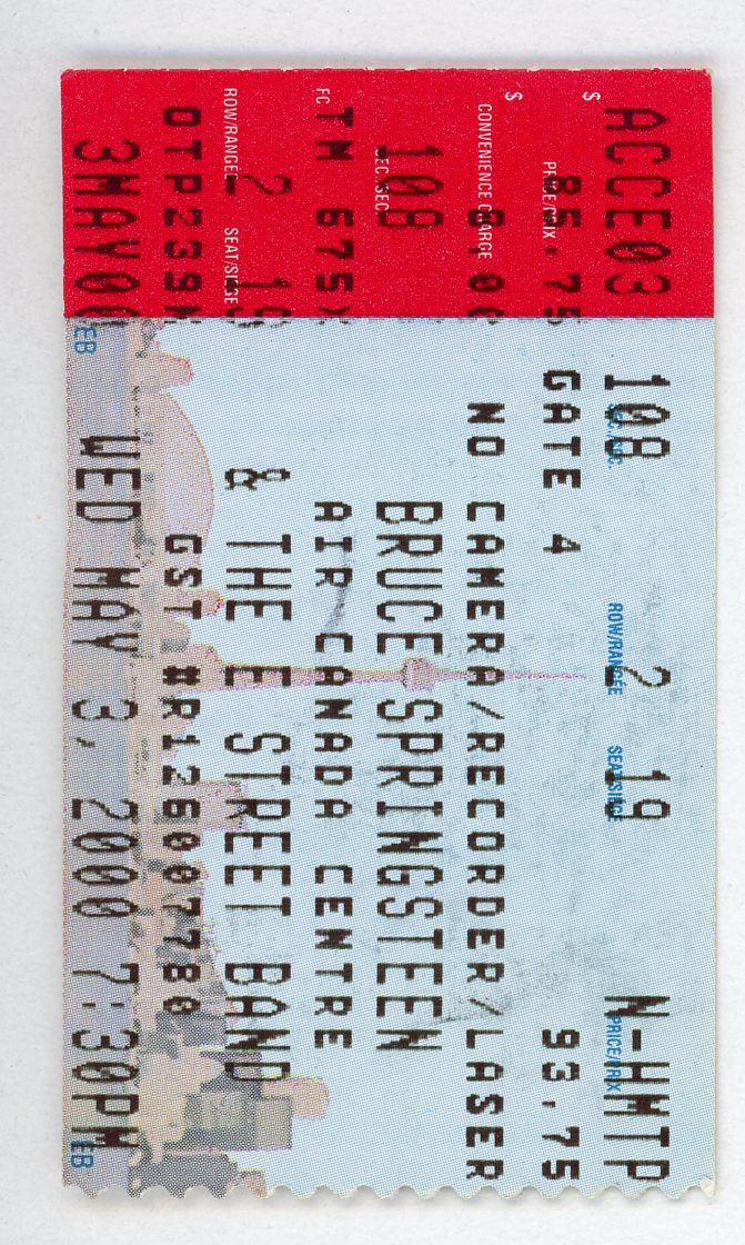 Bruce Springsteen & The E Street Band Concert Ticket Air Canada Centre (Toronto, 2000)