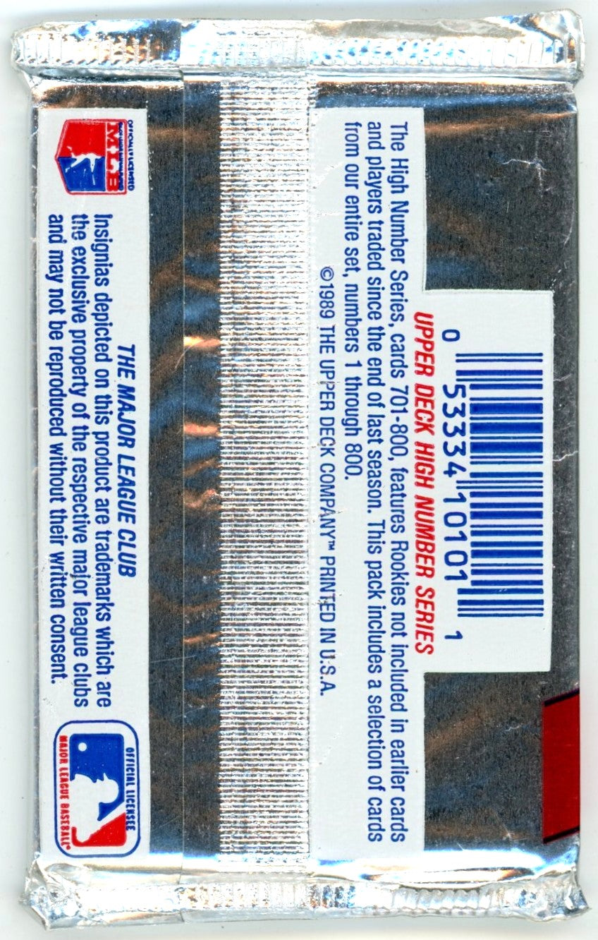 1989 Upper Deck MLB Baseball High Series Card Unopened Wax Pack Lot (Lot of 8) Possible Ken Griffey Jr Rookie