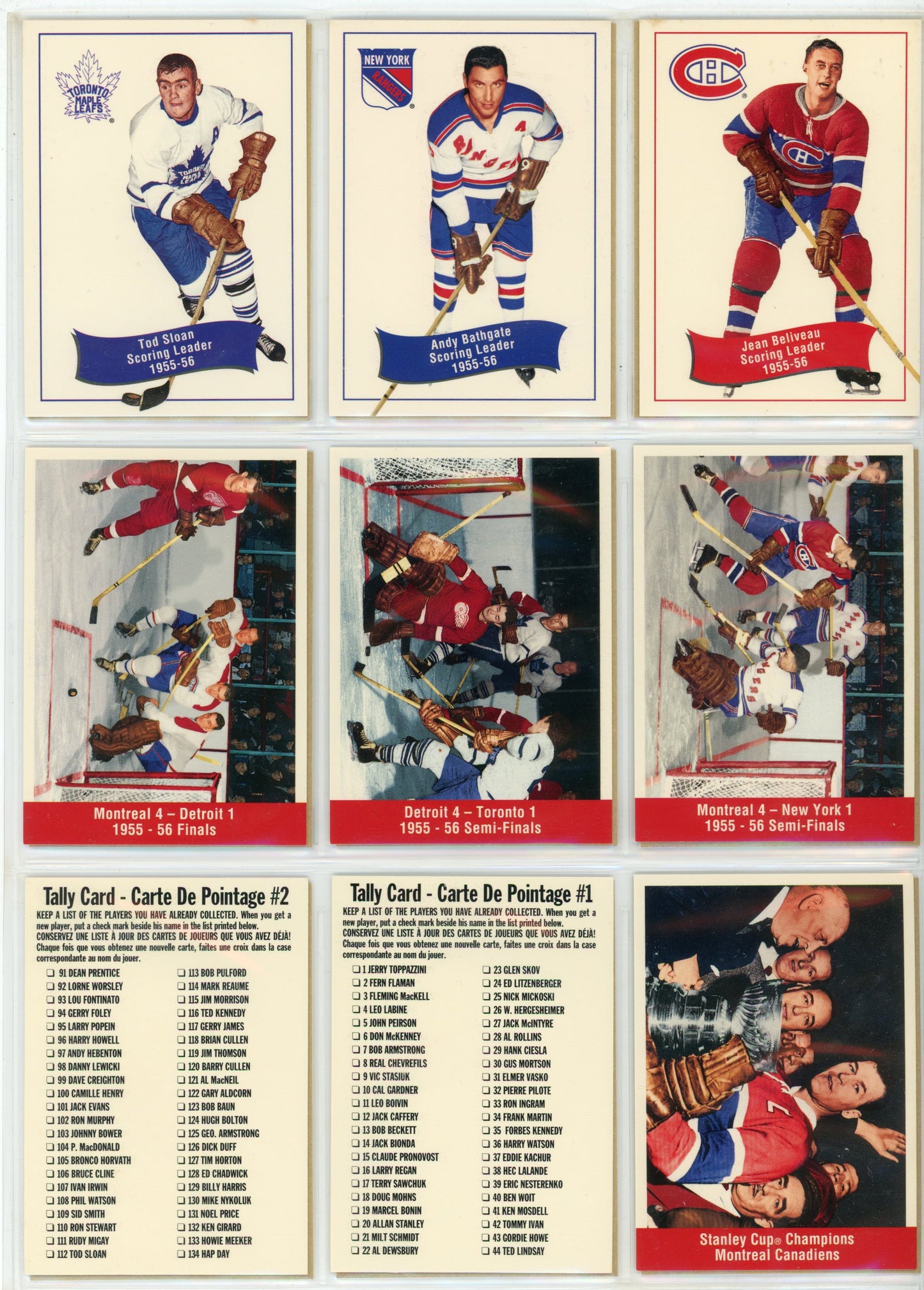 1993/94 Parkhurst "Missing Link 1956/57" NHL Hockey Complete Set (180 Cards)