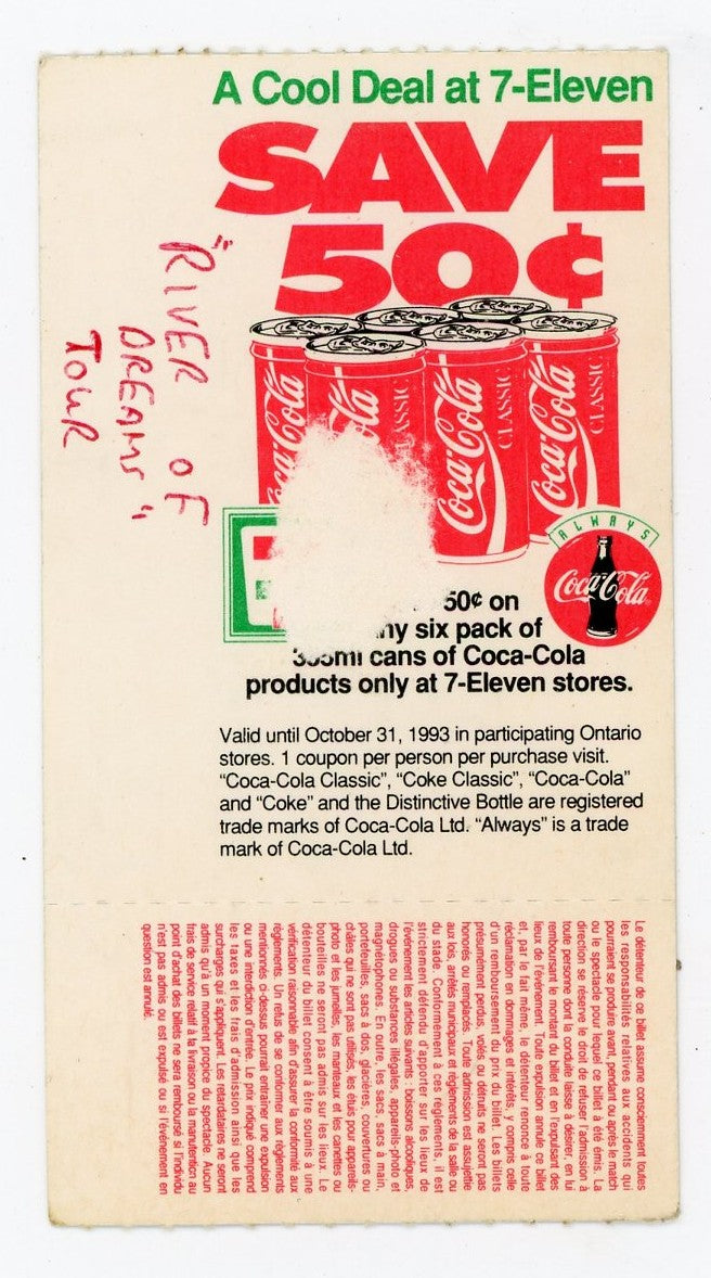 Billy Joel Vintage Concert Ticket Maple Leaf Gardens (Toronto, 1993)