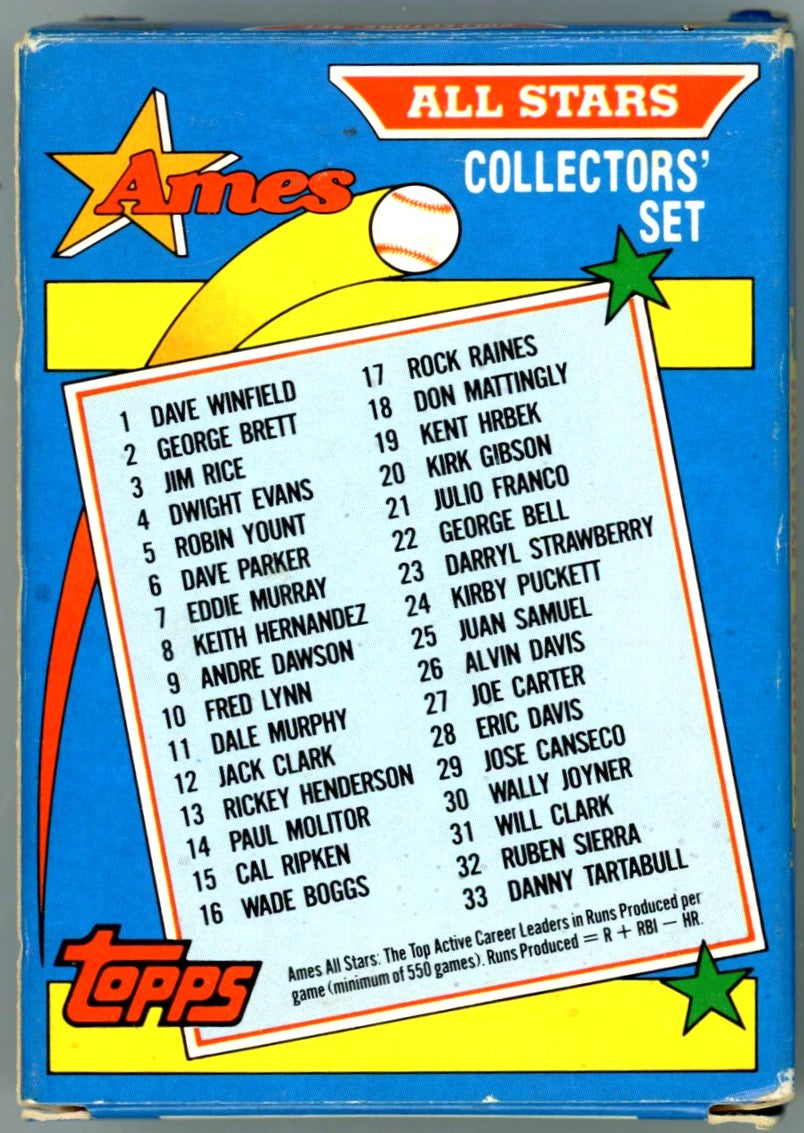 1990 Topps Ames MLB Baseball All Stars Complete Collectors' Set (33 Cards)