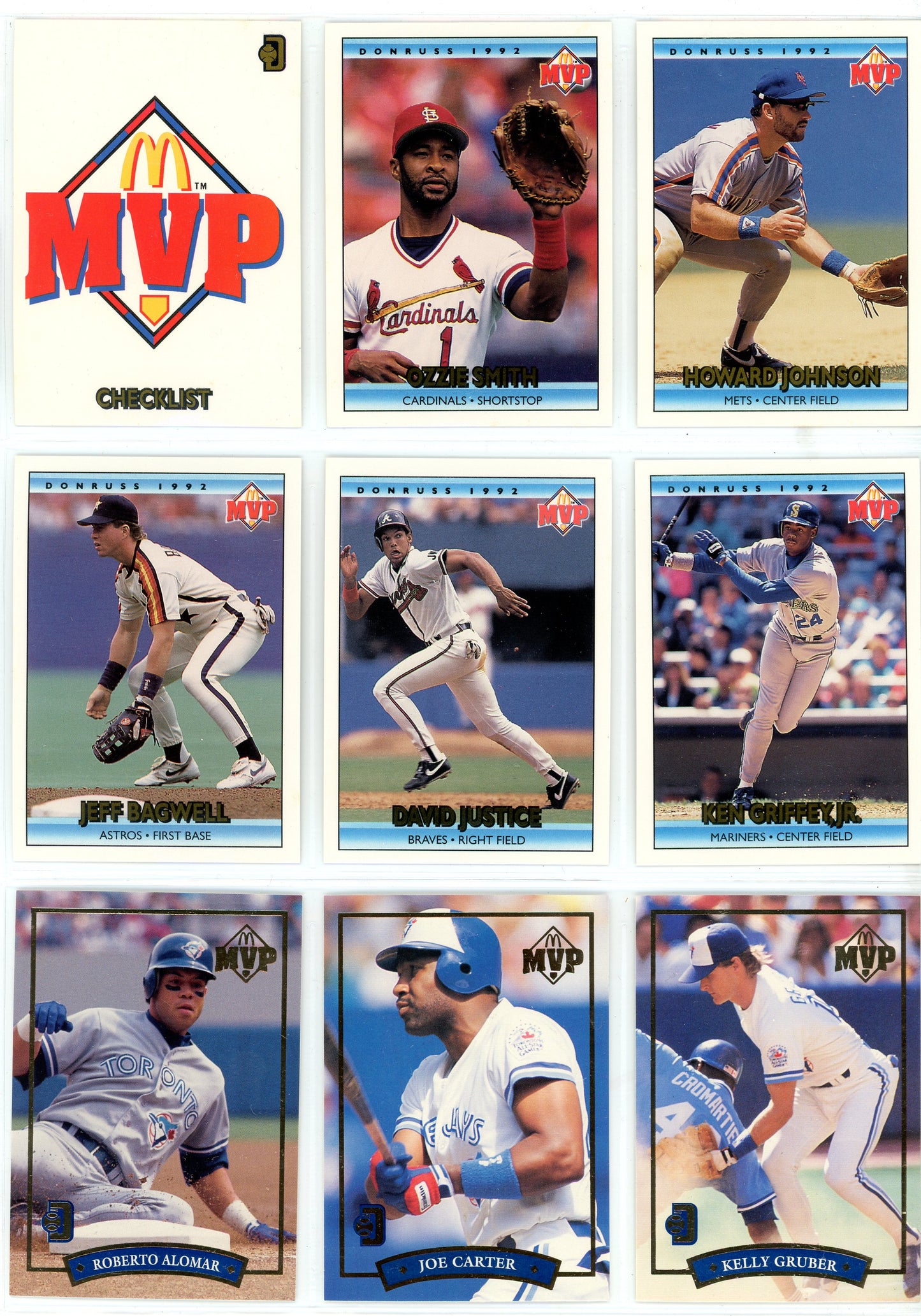 1992 Donruss McDonald's MVPs + Blue Jays Gold Inserts Complete Master Set (33 Cards)