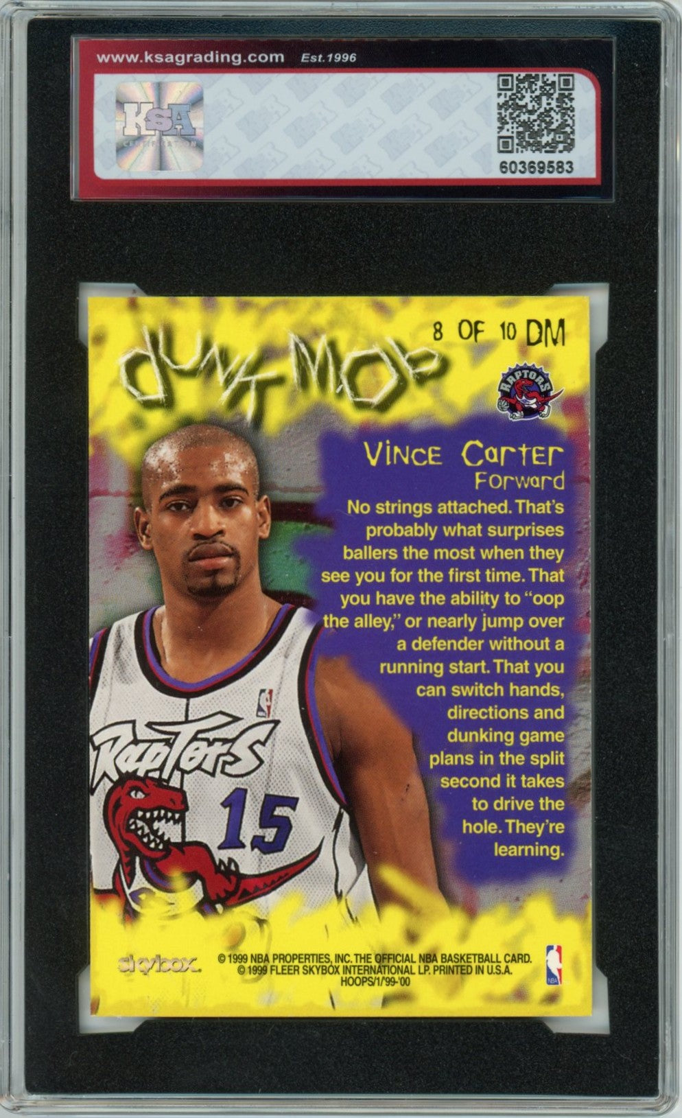 1999/00 Skybox NBA Hoops Vince Carter Dunk Mob Graded Basketball Card #8DM KSA 9.5