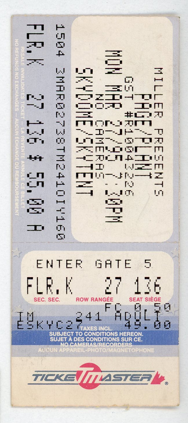 Page & Plant Vintage Concert Ticket Stub Skydome (Toronto, 1995) Led Zeppelin Members