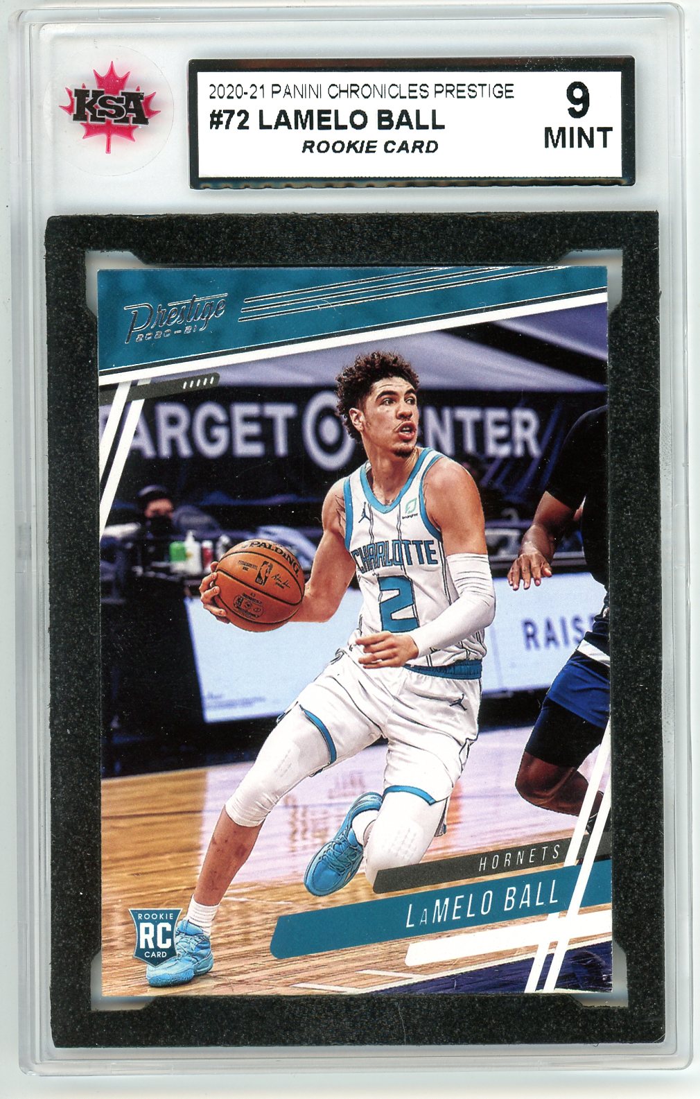 2020/21 Panini Chronicles Prestige Lamelo Ball Graded Rookie Card #72 KSA 9