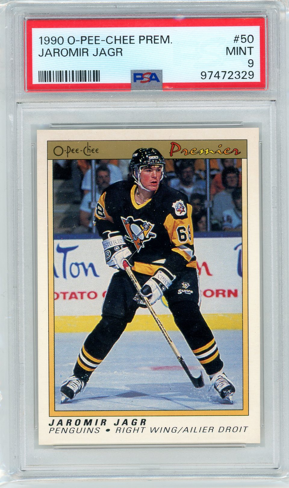 1990/91 OPC O-Pee-Chee Premier Hockey Card Complete Set (132 Cards) Jaromir Jagr PSA 9
