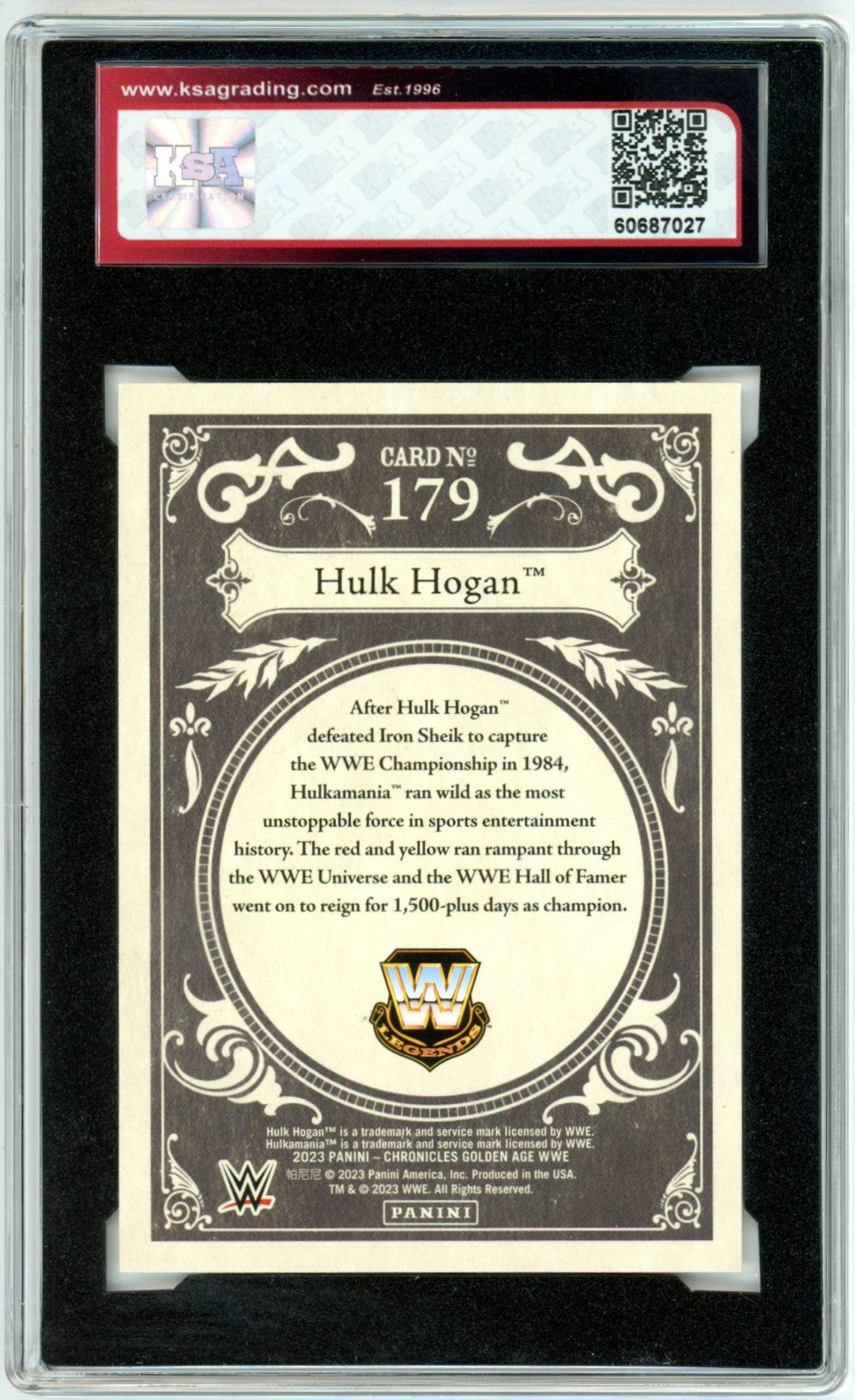 2023 Panini Golden Age WWE Hulk Hogan #179 Graded Wrestling Card KSA 9