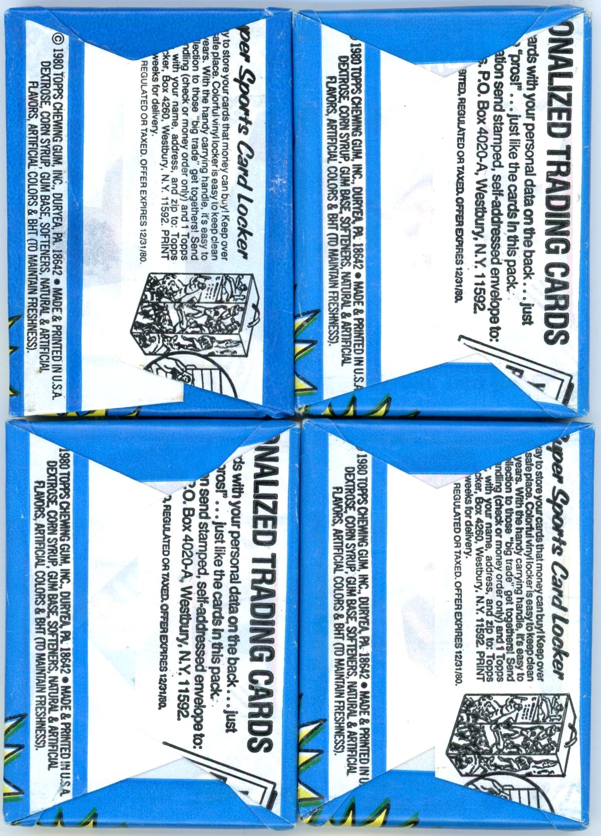 1980 Topps MLB Baseball Card Unopened Wax Pack Lot (Lot of 4) Possible Rickey Henderson Rookie