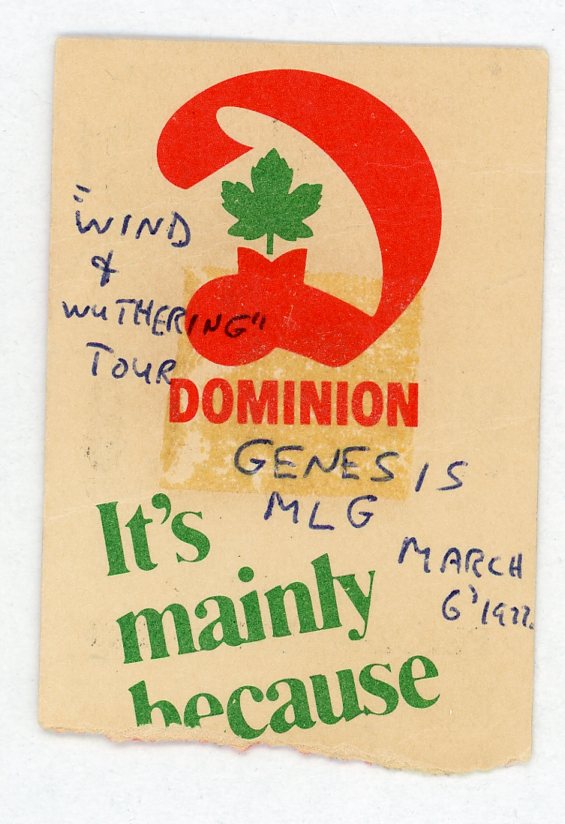 Genesis Vintage Concert Ticket Maple Leaf Gardens (Toronto, 1977)