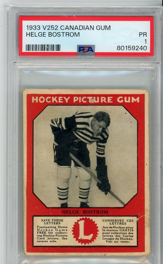1933 V252 Canadian Gum Helge Bostrom Graded Card PSA 1