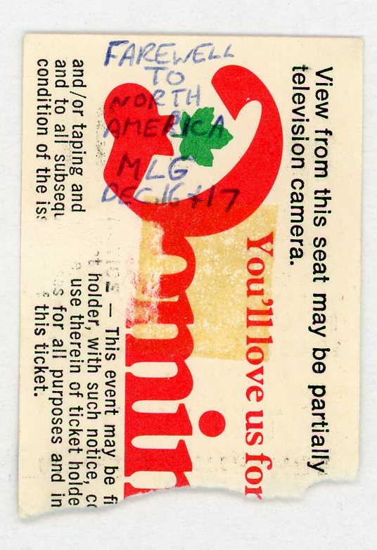 The Who Vintage Concert Ticket Maple Leaf Gardens (Toronto, 1982)