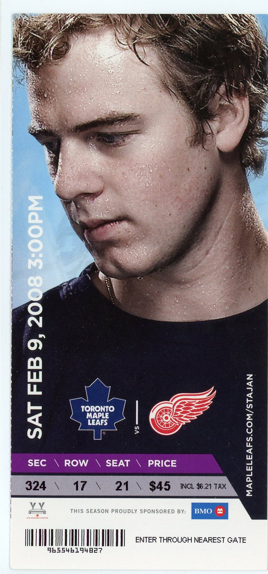 Toronto Maple Leafs vs. Detroit Red Wings Ticket Stub Air Canada Centre (Toronto, 2008)