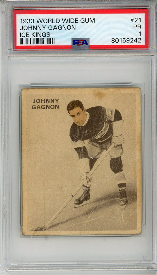 1933 World Wide Gum Johnny Gagnon Graded Card PSA 1