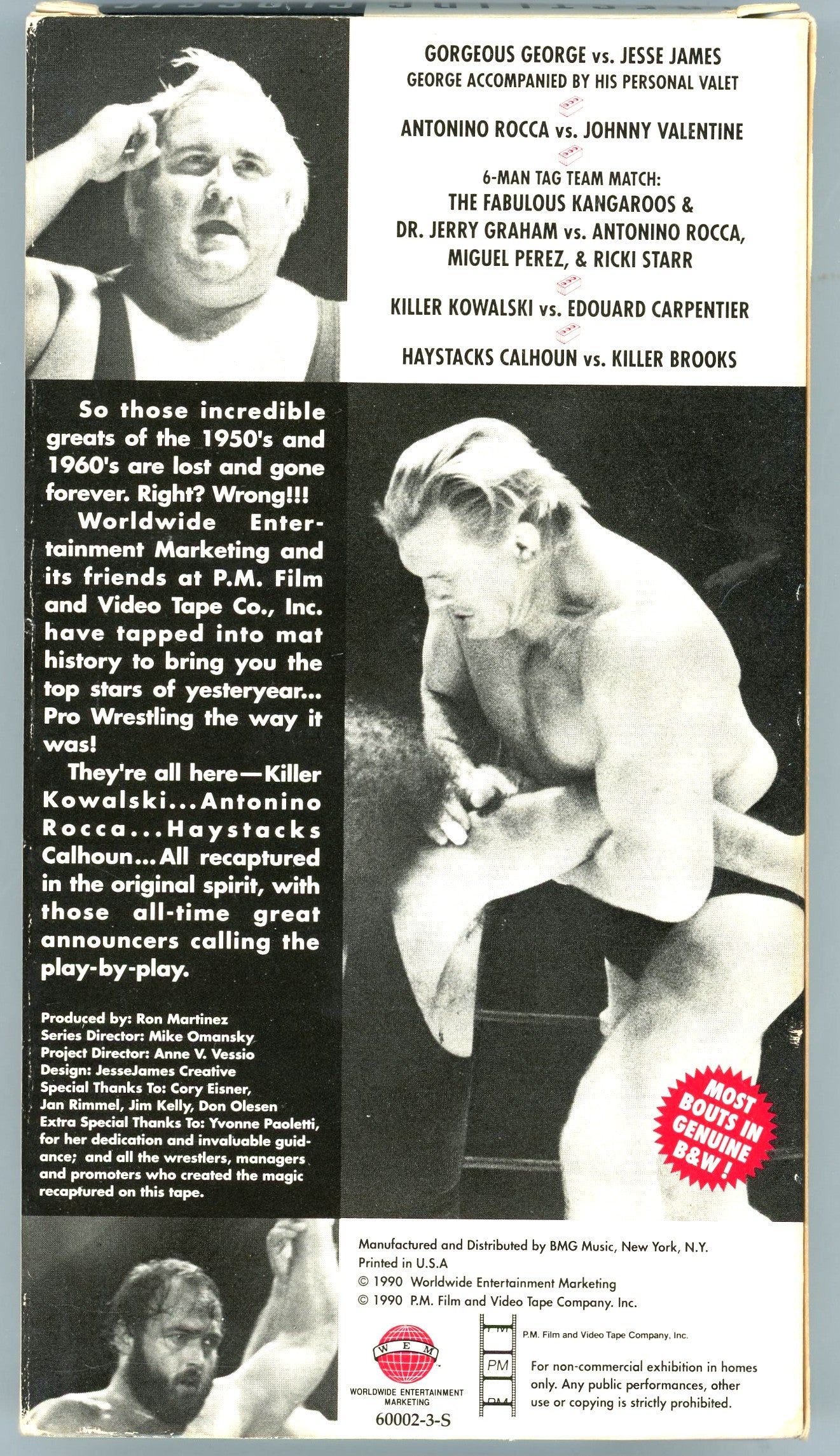 1990 WEM Wrestling Classics Volume Two Black and White Vintage VHS Tape