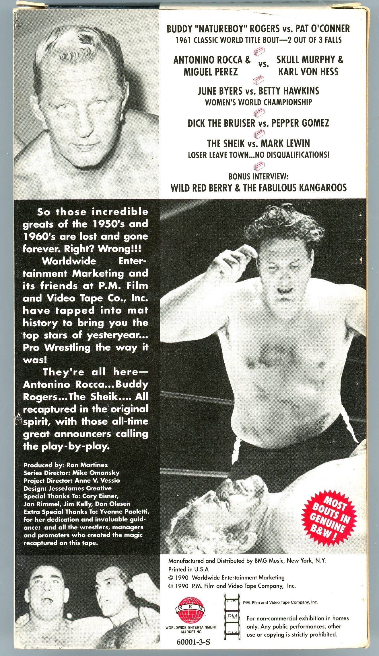 1990 WEM Wrestling Classics Volume One Black and White Vintage VHS Tape