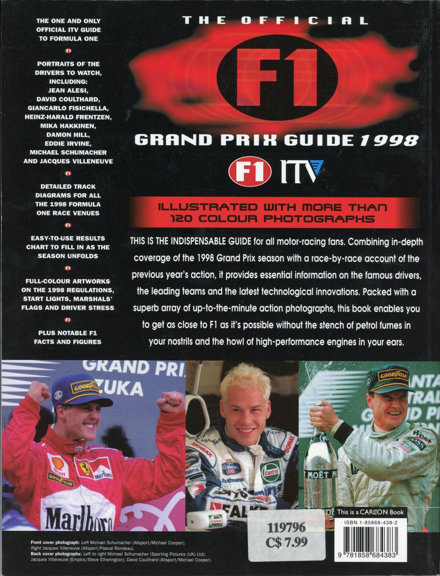 1998 Carlton Official F1 Grand Prix Guide Book Michael Schumacher Ferrari