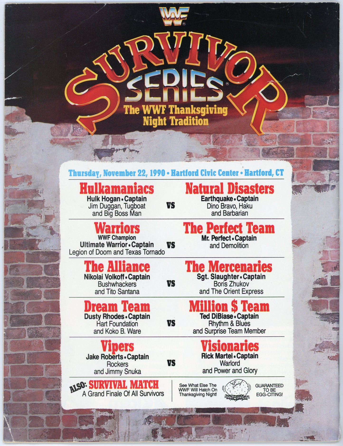 WWF WWE Presents Survivor Series Wrestling Magazine (1990) Official Souvenir Edition