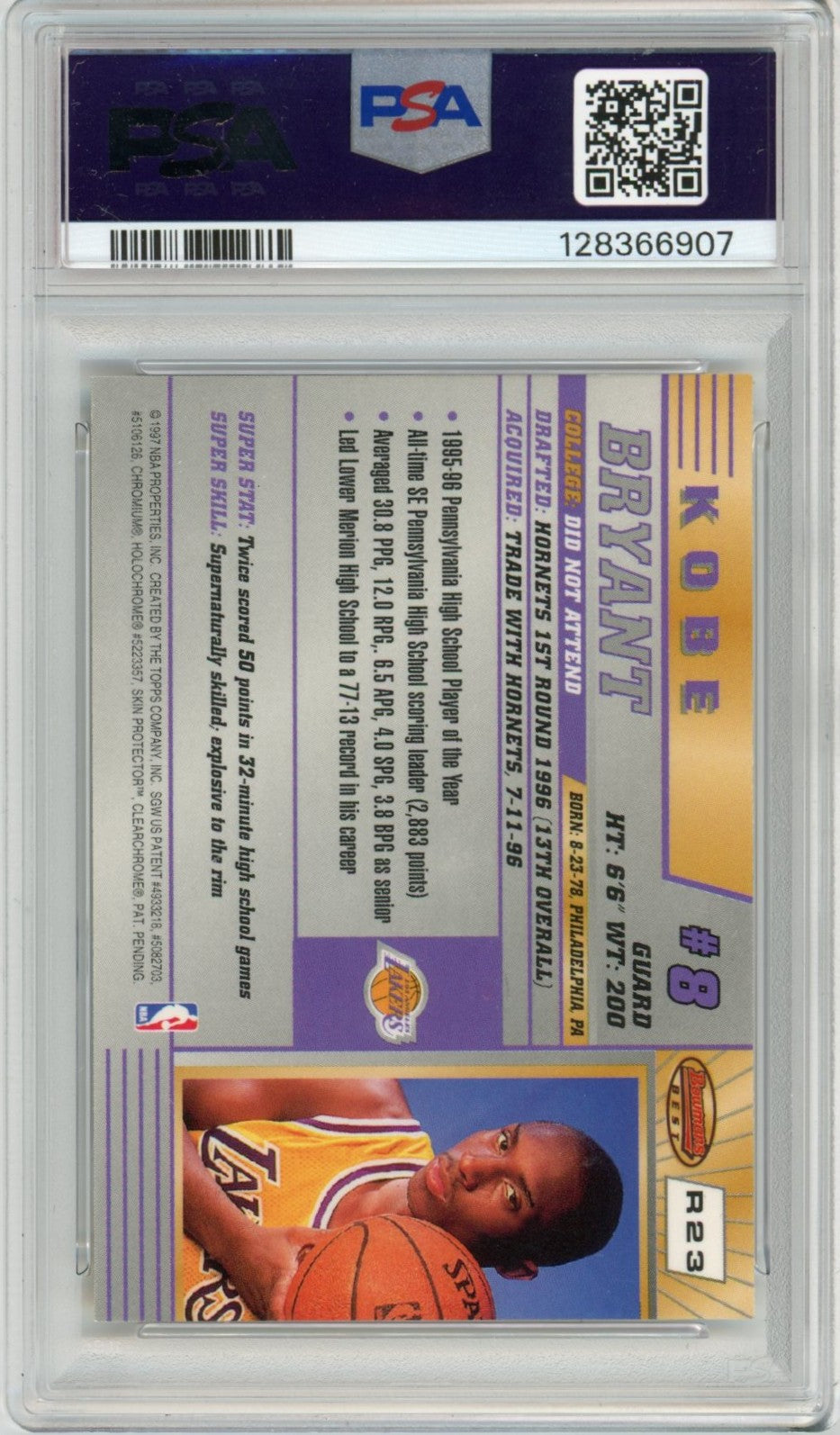 1996 Bowman's Best Kobe Bryant Graded Rookie Card PSA 9