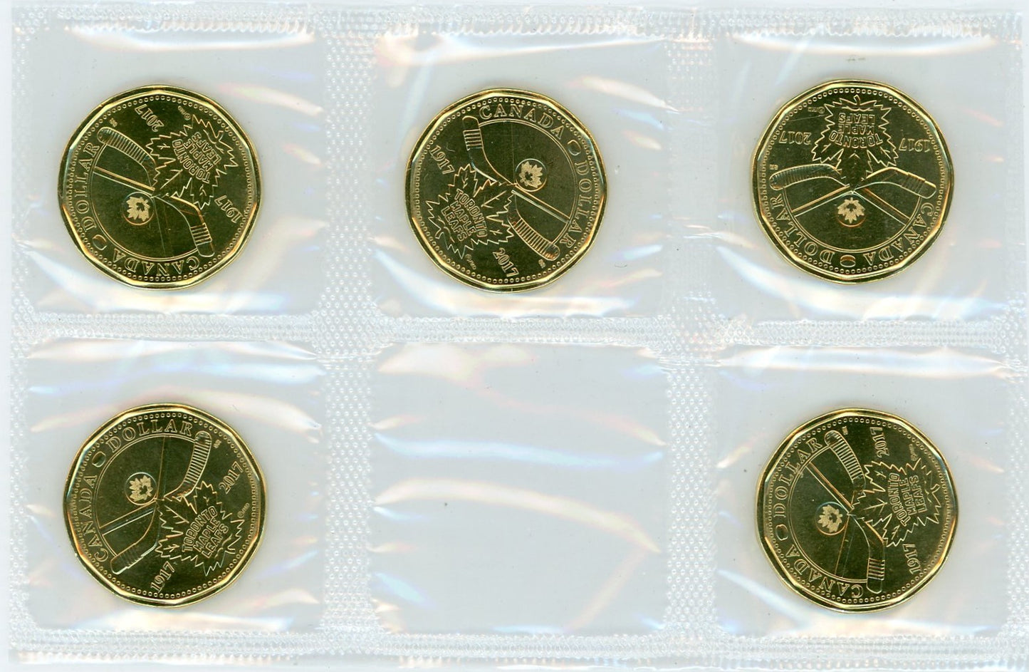 2017 Royal Canadian Mint Toronto Maple Leafs 100th Anniversary $1 Circulation Five-Coin Pack