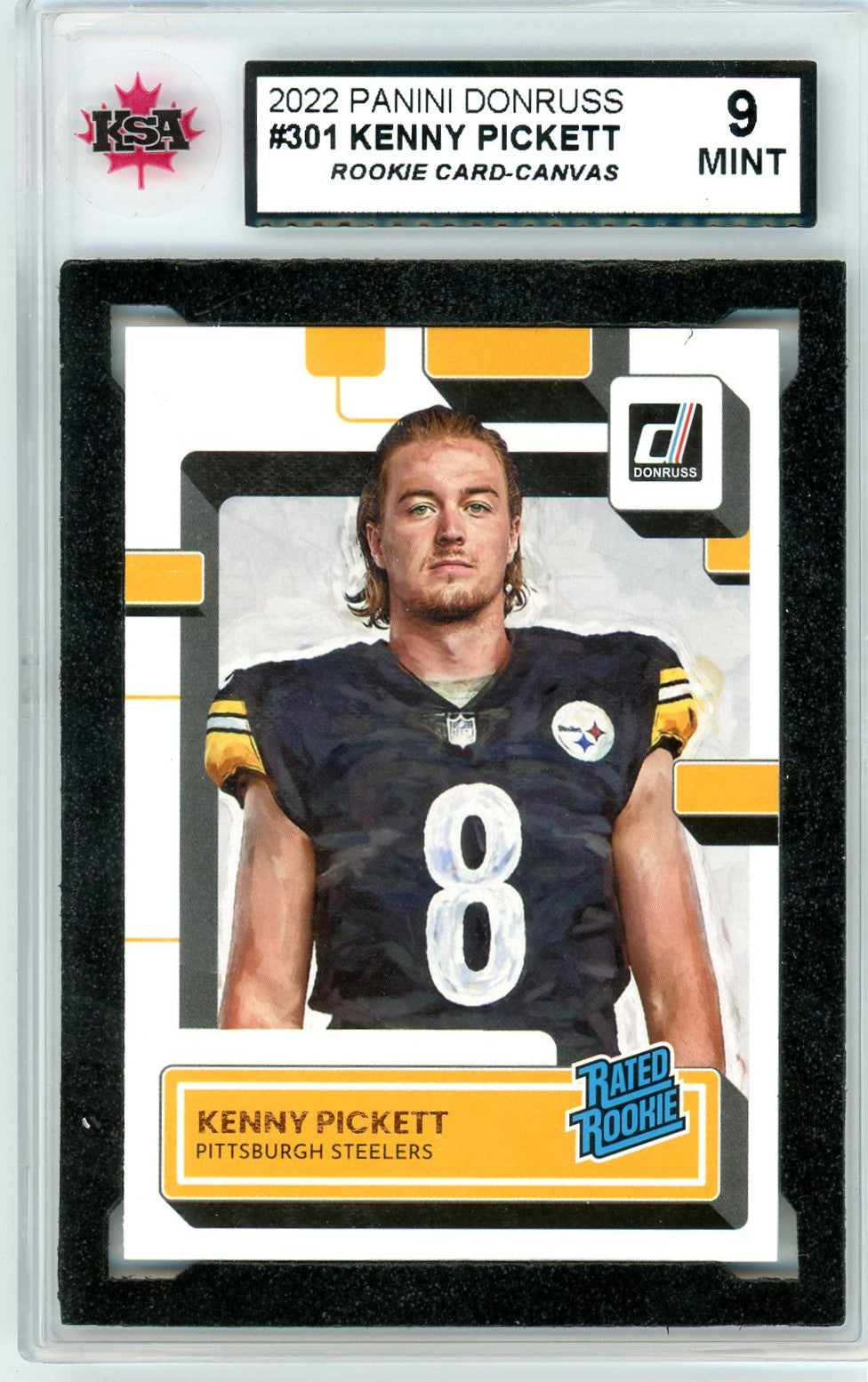 2022 Panini Donruss Canvas Kenny Pickett Graded Rookie Card #301 KSA 9