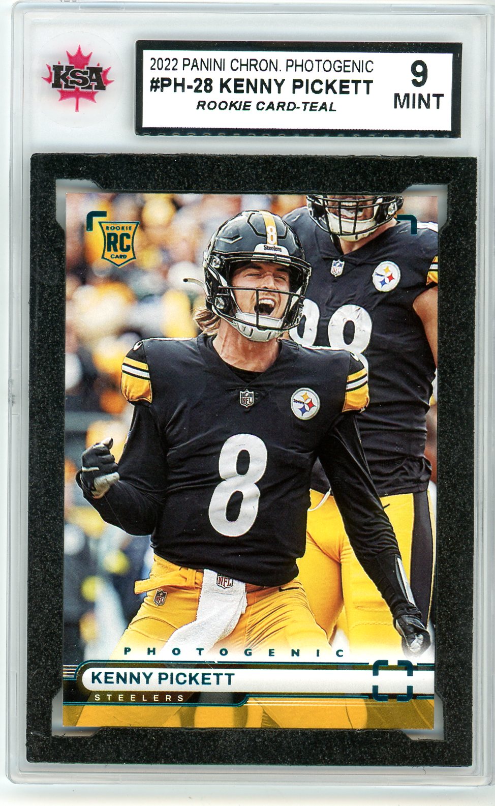 2022 Panini Chronicles Photogenic Kenny Pickett Teal Graded Rookie Card #PH-28 KSA 9