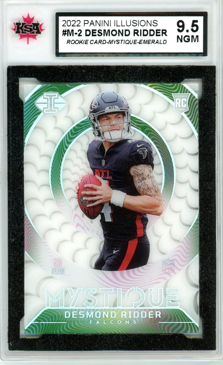 2022 Panini Illusions Desmond Ridder Mystique Emerald Graded Rookie Card #M-2 KSA 9.5