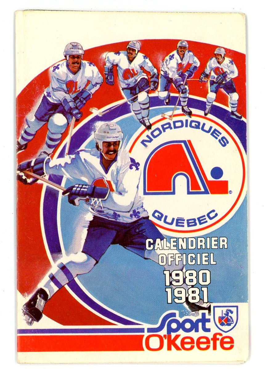 1980/81 Quebec Nordiques Official Hockey Schedule Peter Stastny Rookie Year