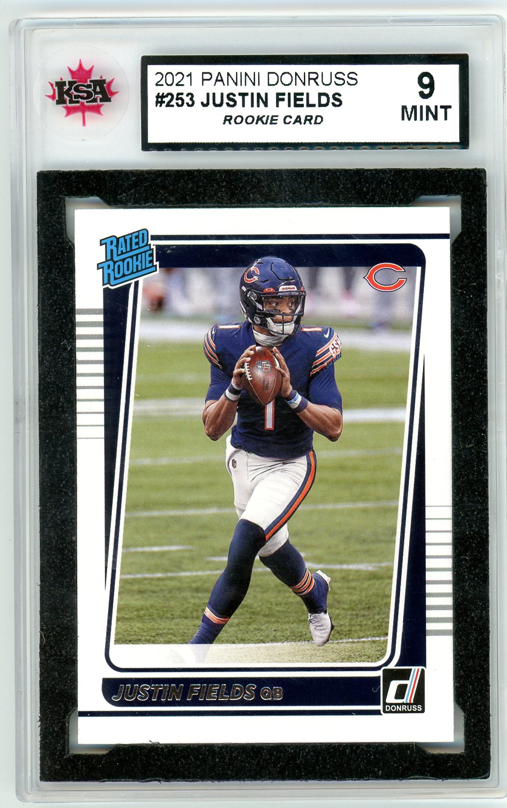 2021 Panini Donruss Justin Fields Graded Rookie Card #253 KSA 9