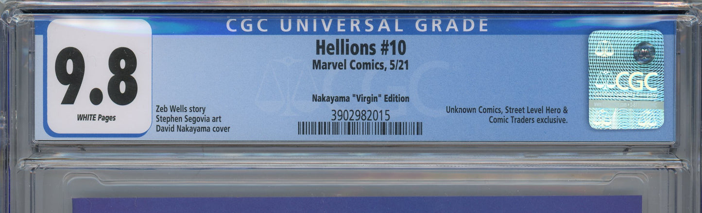 2021 Marvel Comics Hellions #10 Graded Comic Book CGC 9.8 Nakayama "Virgin" Edition