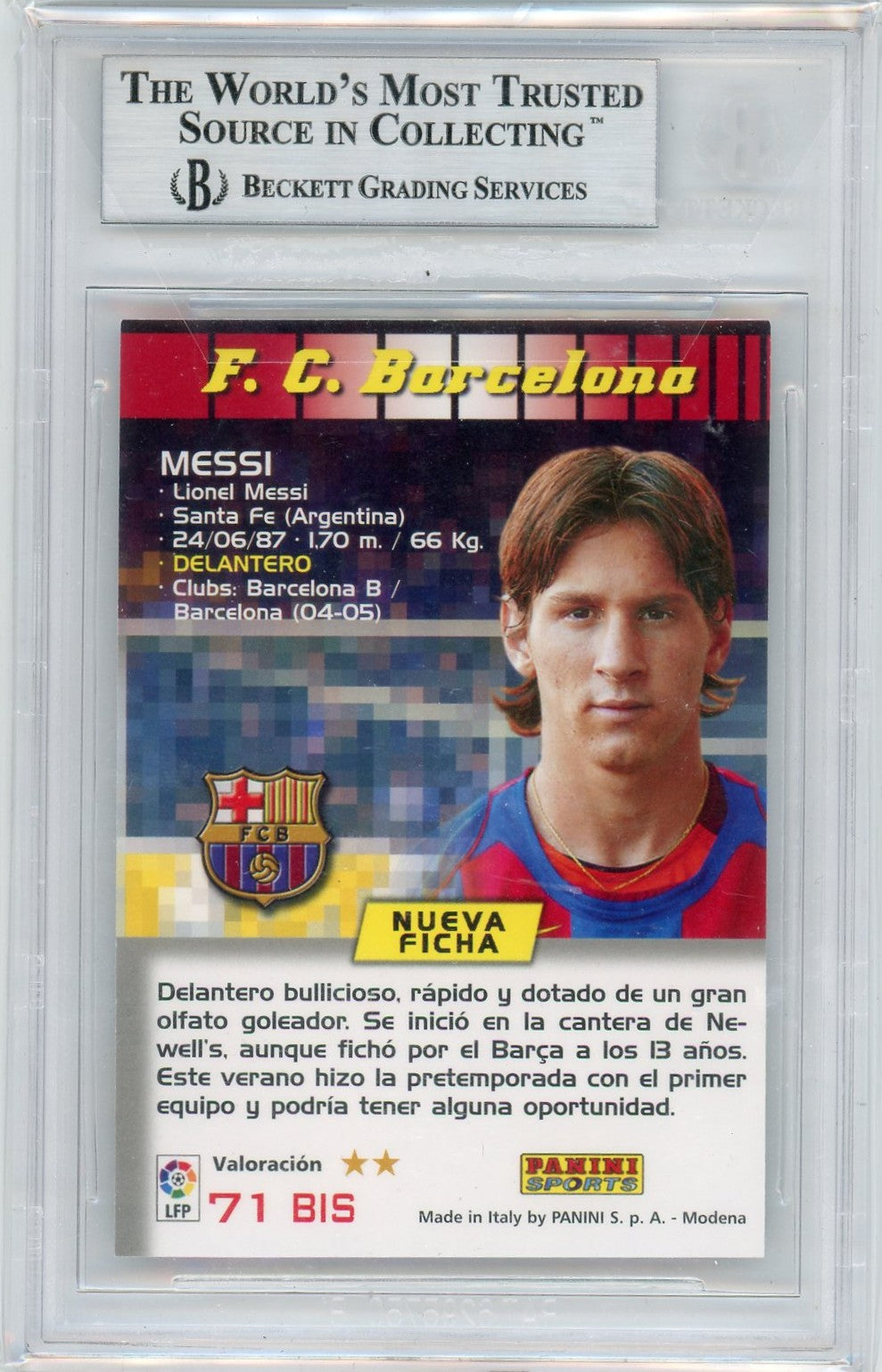 2004/05 Panini Megacracks Lionel Messi La Liga Graded Rookie Card #71BIS BGS 9
