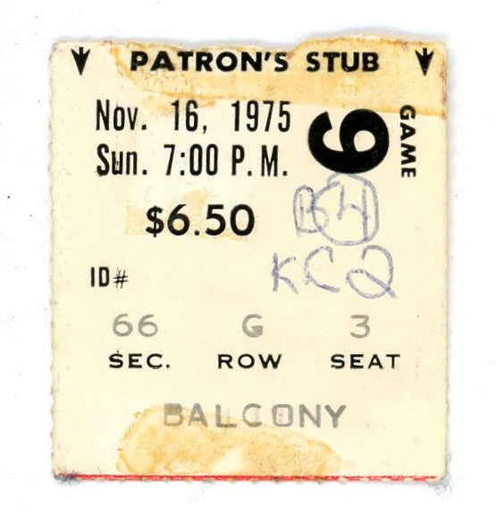 Bruins vs. Kansas City Scouts Vintage Ticket Stub Boston Garden (Boston, 1975)