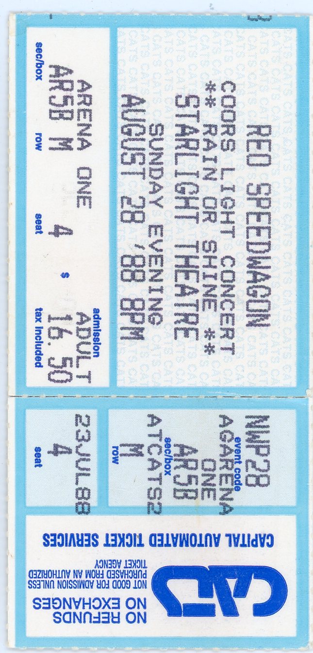 REO Speedwagon Vintage Concert Ticket Starlight Theatre Kansas