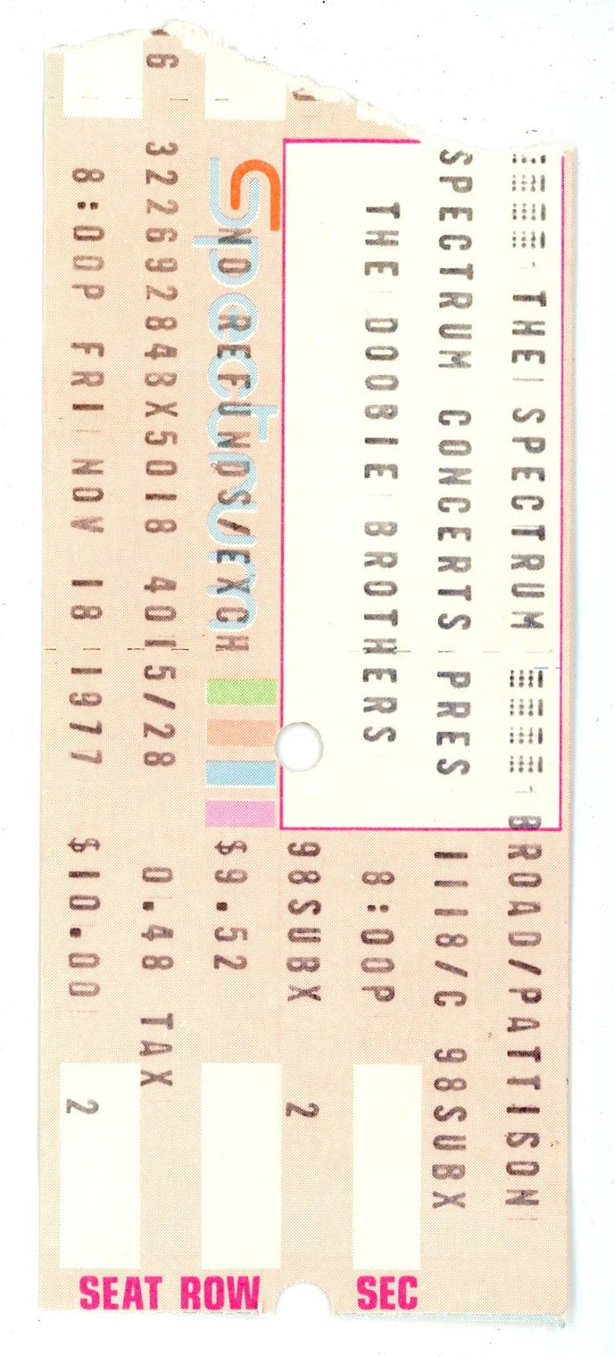 The Doobie Brothers Vintage Concert Ticket Stub The Spectrum (Philadelphia, 1977)