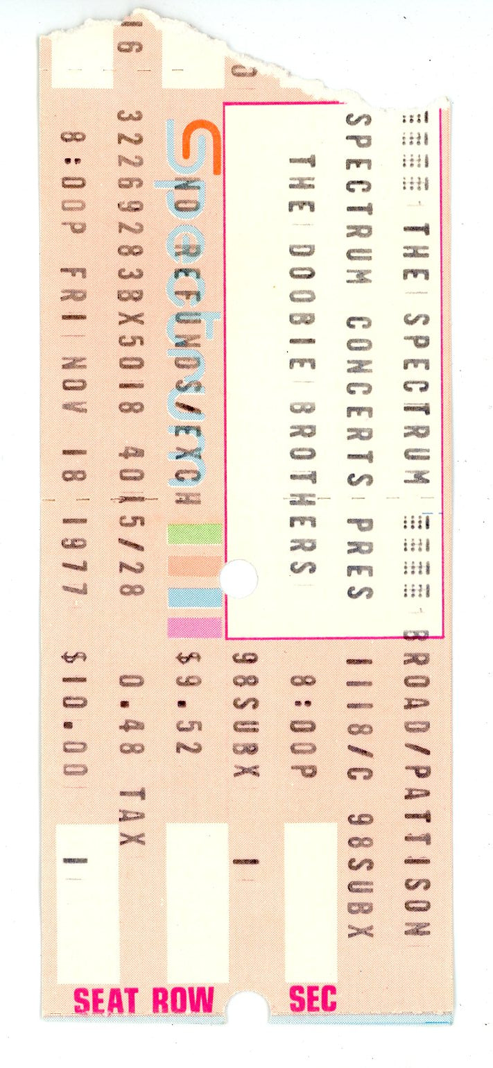 The Doobie Brothers Vintage Concert Ticket The Spectrum (Philadelphia, 1977)