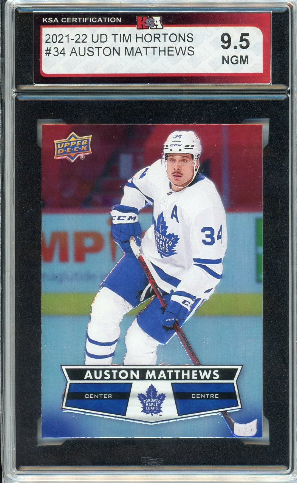 2021/22 Upper Deck Tim Hortons Auston Matthews Graded Card #34 KSA 9.5